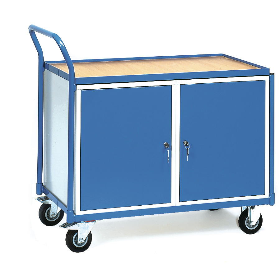 [015001] Carro de taller para herramientas con armarios - Dim. plataforma 1.000 x 600 mm - Gris ral 7035 y Azul ral 5007