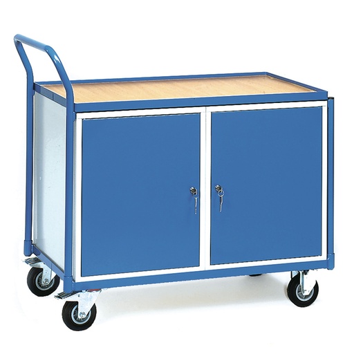 [015001] Carro de taller para herramientas con armarios - Dim. plataforma 1.000 x 600 mm - Gris ral 7035 y Azul ral 5007