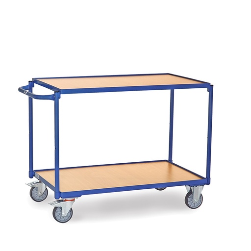 [015007] Carro de transporte para taller con 2 estantes fijos de madera - Dim. plataforma 1.000 x 600 mm - Azul ral 5007