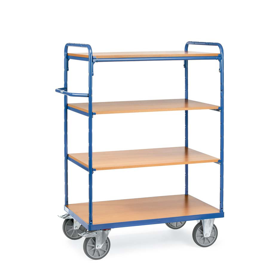 [015020] Carro para picking y distribución sin paredes con 4 estantes - Dim. plataforma: 1000x600 mm - Azul ral 5007