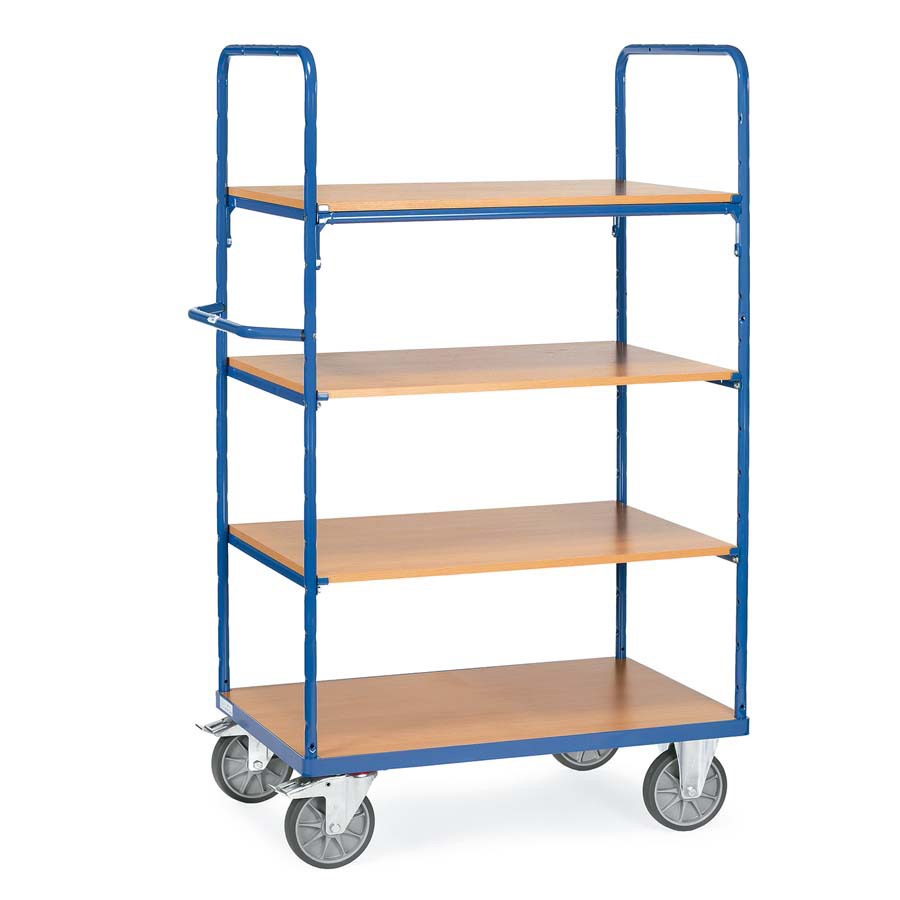 [015022] Carro para picking y distribución sin paredes con 4 estantes - Dim. plataforma: 1000x600 mm - Azul ral 5007