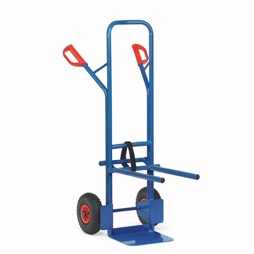 [015032] Carretilla de mano de acero para el transporte de sillas - Ruedas neumáticas Ø260 x 85 mm - Azul ral 5007
