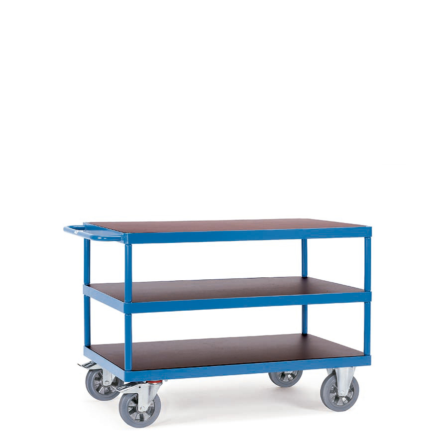 [015034] Carro de gran carga con plataforma y 2 estantes fijos - Capacidad 1200 kg - Dim. plataforma 1.000x700 mm - Azul ral 5007