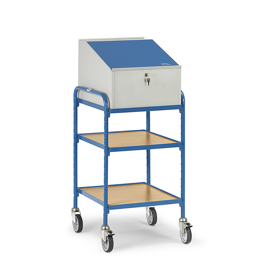 [015061] Carro para taller tipo escritorio con atril - Dim. 500x600x1325h mm - Gris ral 7035 y Azul ral 5007
