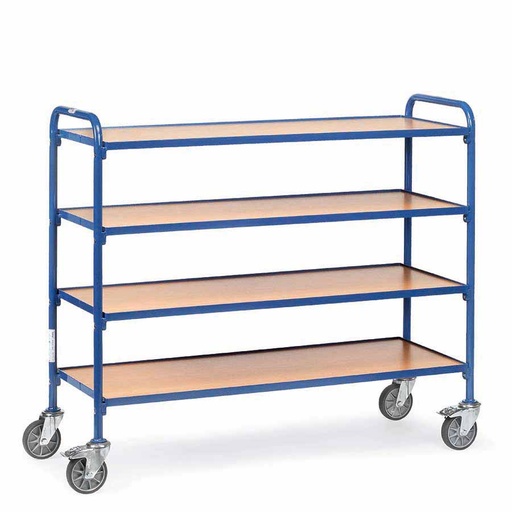 [015069] Carro porta cajas Eurobox con estante de madera (sin cajas) - Dim. plataforma 1250 x 470 mm - Azul ral 5007