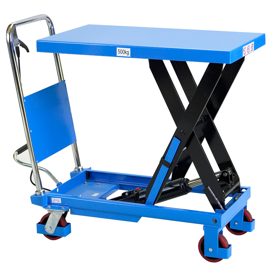 [015335] Mesa elevadora rodante manual con elevación a pedal - Plataforma 855x500 mm - Carga 500 kgs