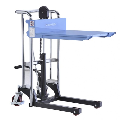 [015342] Elevador multiusos de traslación y elevación manual mediante pedal - Elevación máx.: 1100h mm - Carga máx.: 400 kg - Azul ral 5012