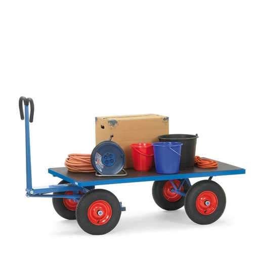 [015499] Remolque de mano para uso industrial y jardinería sin paredes - Dim. plataforma 1600x900 mm - Azul ral 5007