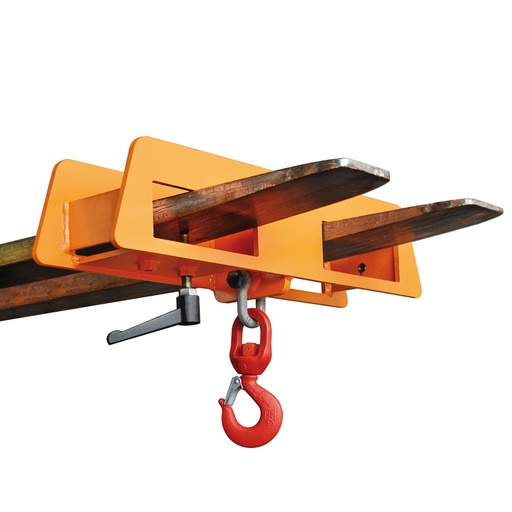 [015522] Implante con gancho para carga y elevación mediante pinzas de carretilla - Dim.: 750x170x390h mm - Naranja ral 2000