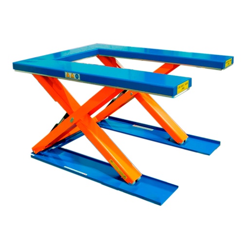 [015540] Mesa elevadora electrohidráulica de tijera superbaja en U - Carga: 1000 kg - Dim. plataforma: 1450x1085 mm