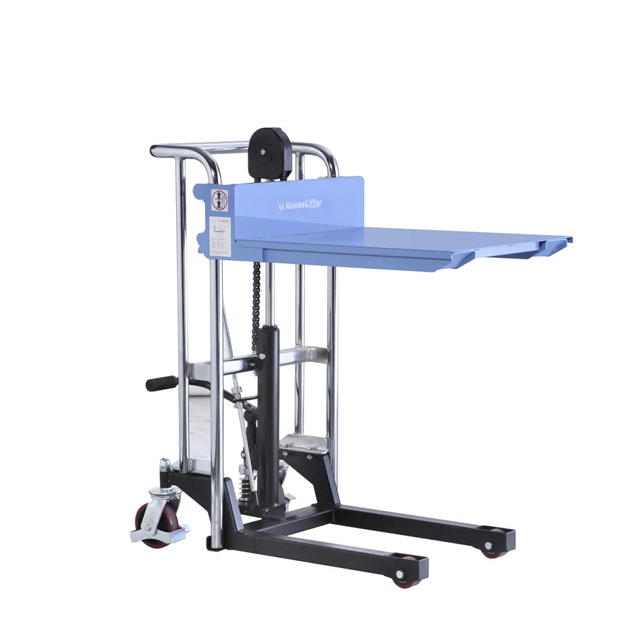 [015632] Elevador multiusos de traslación y elevación manual mediante pedal - Elevación máx.: 850h mm - Carga máx.: 400 kg - Azul ral 5012
