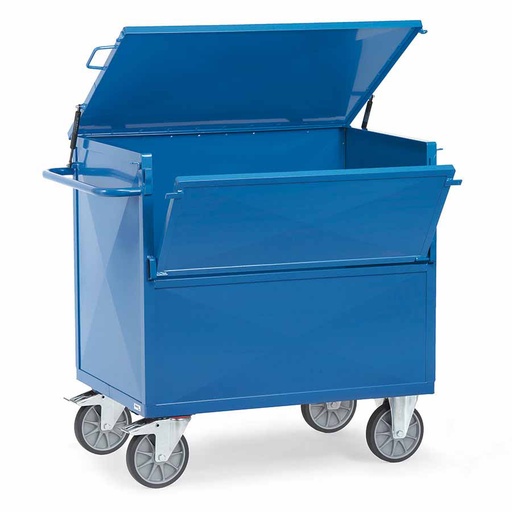 [015670] Carro protegido con paredes de acero pintado y 2 puertas batientes - Dim. plataforma 1.000x700 mm - Azul ral 5007