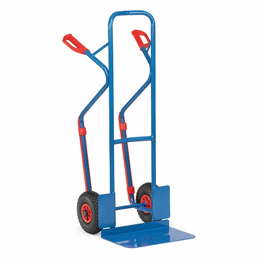 [015681] Carretilla de mano de acero con ruedas neumáticas y patines - Dim. pala 480 x 300 mm - Azul ral 5007