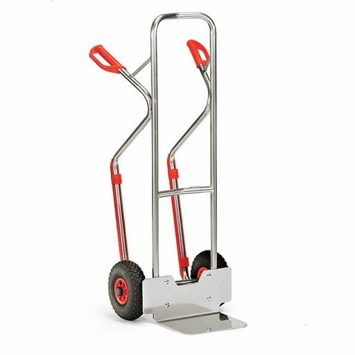 [015685] Carretilla de mano de aluminio con ruedas neumáticas y patines - Dim. pala 320 x 250 mm - Aluminio