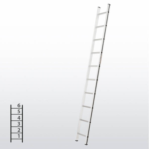 [015822] Escalera apoyable manual de un tramo para uso doméstico con 6 peldaños - Dim.: 350 x 1730h mm - Aluminio