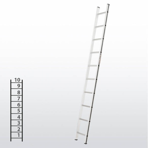 [015824] Escalera apoyable manual de un tramo para uso doméstico con 10 peldaños - Dim.: 350 x 2850h mm - Aluminio