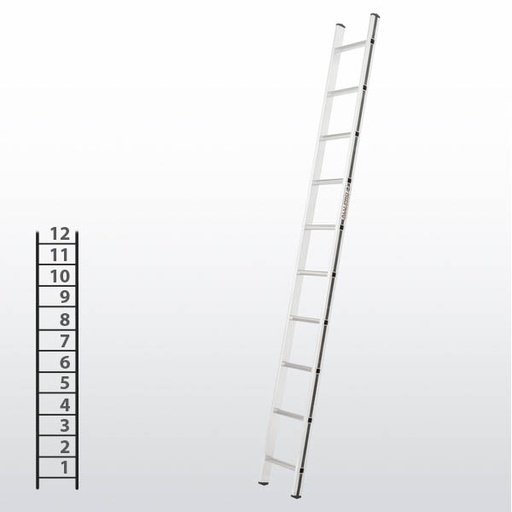 [015825] Escalera apoyable manual de un tramo para uso doméstico con 12 peldaños - Dim.: 350 x 3410h mm - Aluminio