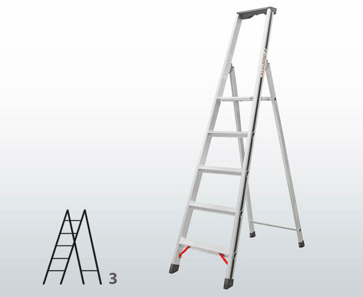 [015827] Escalera manual de tijera con acceso por 1 lado para uso doméstico con 3 escalones - Dim.: 415 x 1390h mm - Aluminio