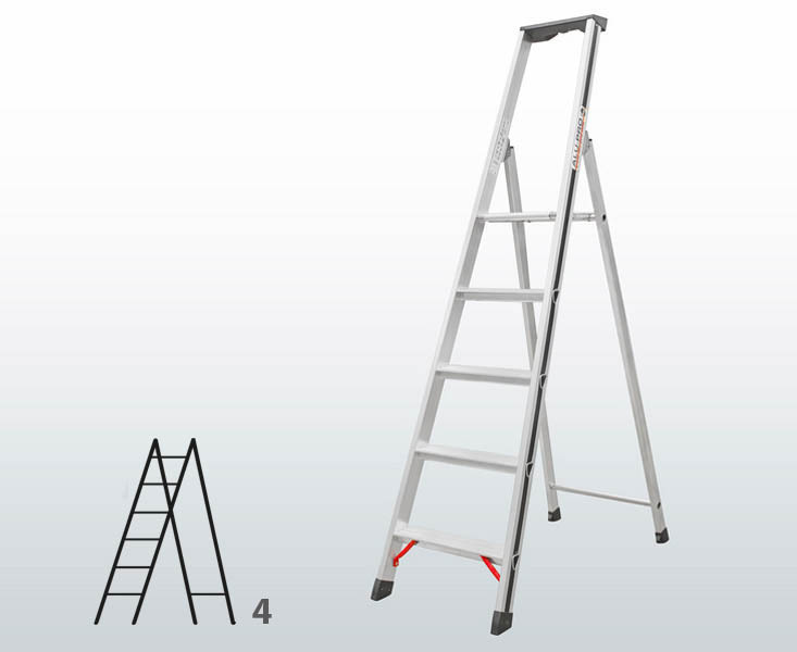 [015828] Escalera manual de tijera con acceso por 1 lado para uso doméstico con 4 escalones - Dim.: 440 x 1640h mm - Aluminio