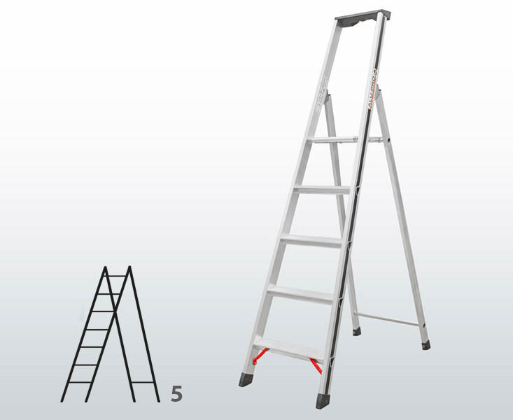 [015829] Escalera manual de tijera con acceso por 1 lado para uso doméstico con 5 escalones - Dim.: 465 x 1890h mm - Aluminio