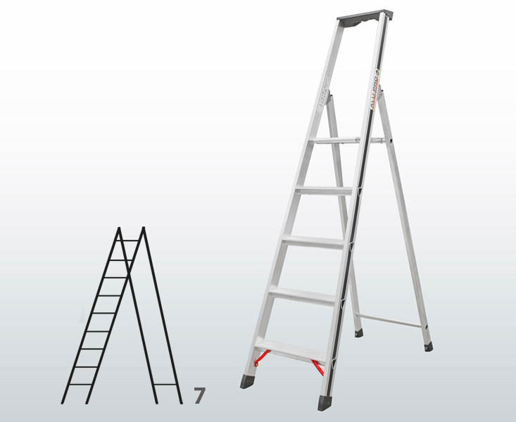 [015831] Escalera manual de tijera con acceso por 1 lado para uso doméstico con 7 escalones - Dim.: 520 x 2390h mm - Aluminio