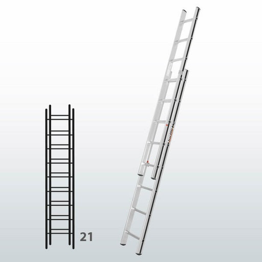 [015835] Escalera manual de dos tramos extensibles para uso doméstico con 21 peldaños - Dim.: 415 x 3410h mm - Aluminio