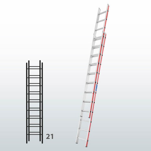 [015842] Escalera manual de dos tramos extensibles para uso industrial con 21 peldaños - Dim.: 425 x 3460h mm - Aluminio