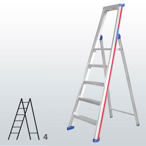[015850] Escalera manual de tijera con acceso por 1 lado para uso profesional con 4 escalones - Dim.: 475 x 1700h mm - Aluminio