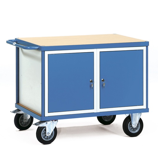 [015895] Carro de taller para herramientas con armarios - Dim. plataforma 1.000 x 700 mm - Gris ral 7035 y Azul ral 5007