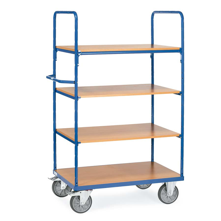 [015901] Carro para picking y distribución sin paredes con 4 estantes - Dim. plataforma: 1000x700 mm - Azul ral 5007