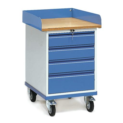 [015908] Carro de taller para herramientas con cajones y reborde superior - Dim. plataforma 520 x 625 mm - Gris ral 7035 y Azul ral 5007