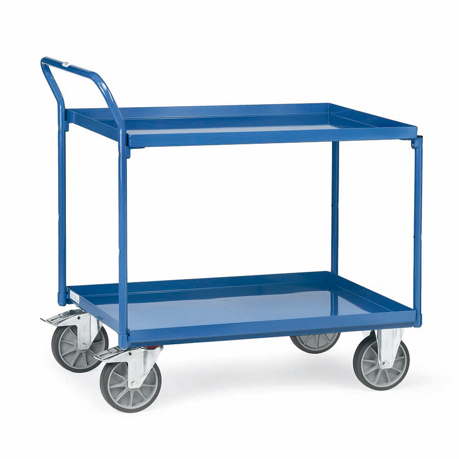 [015913] Carro de taller con estante metálico con reborde tipo bandeja - Dim. plataforma 1000x700 mm - Azul ral 5007