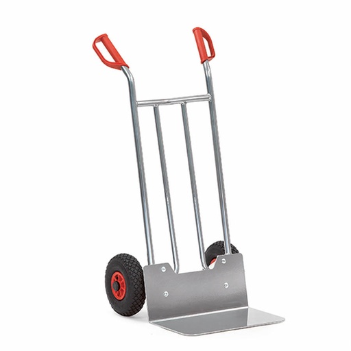 [015917] Carretilla fija de aluminio para paquetes con ruedas neumáticas - Dim. pala 480 x 300 mm - Aluminio