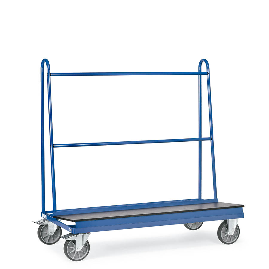 [015941] Carro metálico manual el transporte a 1 cara de tableros, tablas y paneles - Dim. plataforma 1500x400 mm - Azul ral 5007