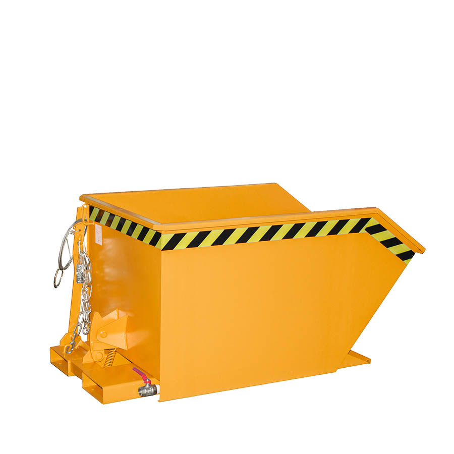 [015944] Contenedor auto-basculante con grifo y horquillas para carretilla - Capacidad 0,5 m³ - Dim.: 1440x780x680h mm - naranja ral 2000