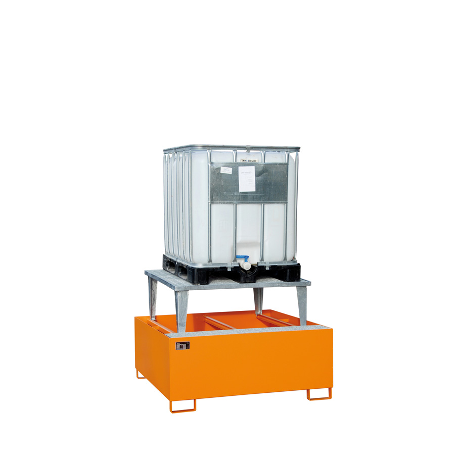 [015949] Cubeto de retención metálico con 1 soporte elevador metálico - Cap.: 1000 lts. - Dim.: 1460x1460x1083h mm - acero pintado