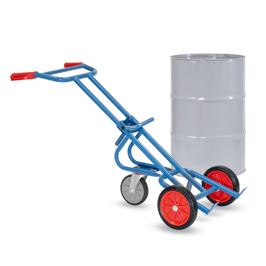 [016042] Carretilla manual para barriles y bidones - Dim. 680 x 1600h mm - Azul ral 5007