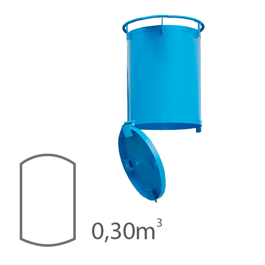 [016163] Contenedor cilíndrico de fondo abatible (sin ruedas)- Capacidad 0,3 m³ - Dim.: 868x775 mm - acero pintado