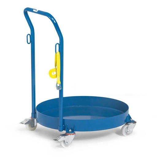 [016319] Rodador de bidones de 200 litros con tirador y correa de amarre - Dim.: Ø650 x 1350h mm - Azul Ral 5007