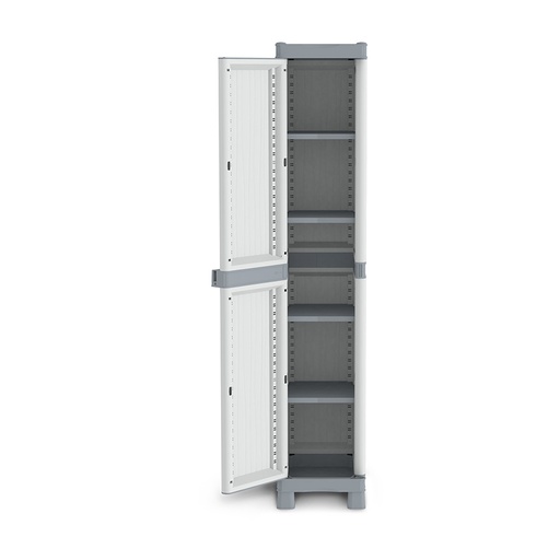 [016326] Armario de plástico con 1 puerta y 4 estantes - Dim.: 350x438x1818h mm - Gris