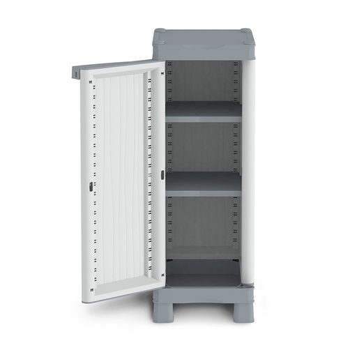 [016328] Armario de plástico con 1 puerta y 2 estantes - Dim.: 350x438x976h mm - Gris