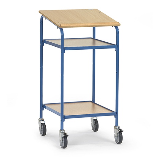 [016373] Carro para taller tipo escritorio con atril - Dim. 500x600x1195h mm - Gris ral 7035 y Azul ral 5007