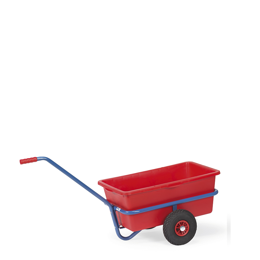 [016382] Remolque de tracción manual con contenedor plástico de 90 lts. - Dim. plataforma 700x400 mm - Azul ral 5007