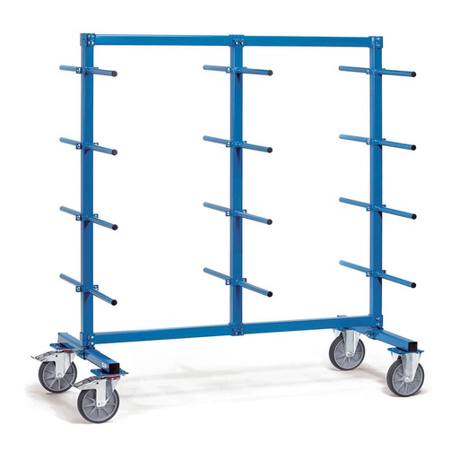 [016385] Carro para barras y tubos con brazos con recubrimiento en PVC - Dim. base 1.200 x 800 mm - Azul ral 5007