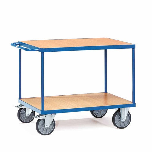 [016550] Carro de transporte para taller con 2 estantes fijos de madera - Dim. plataforma 1.000 x 600 mm - Azul ral 5007