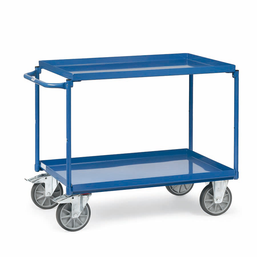 [016609] Carro de taller con estante metálico con reborde tipo bandeja - Dim. plataforma 1000x700 mm - Azul ral 5007