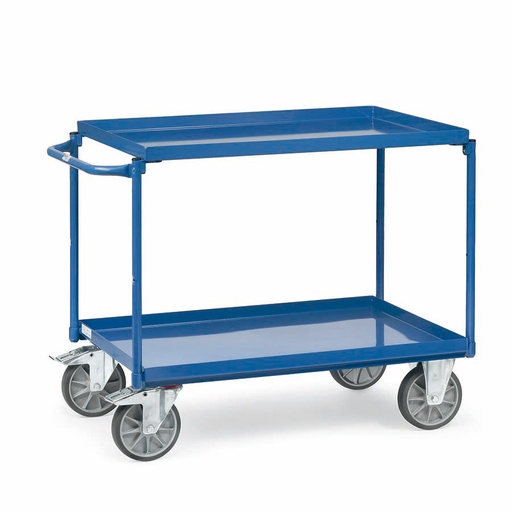 [016609] Carro de taller con estante metálico con reborde tipo bandeja - Dim. plataforma 1000x700 mm - Azul ral 5007