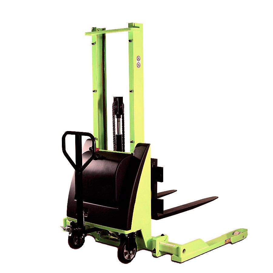 [016655] Apilador super ancho de tracción manual y elevación eléctrica (con batería y cargador) - Carga 1000 kg - Elevación 1600 mm - Verde Pantone 382C
