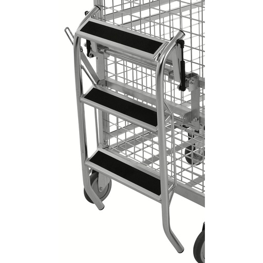 [017038] Escalera metálica escamoteable de 3 peldaños para carro de picking - Galvanizado