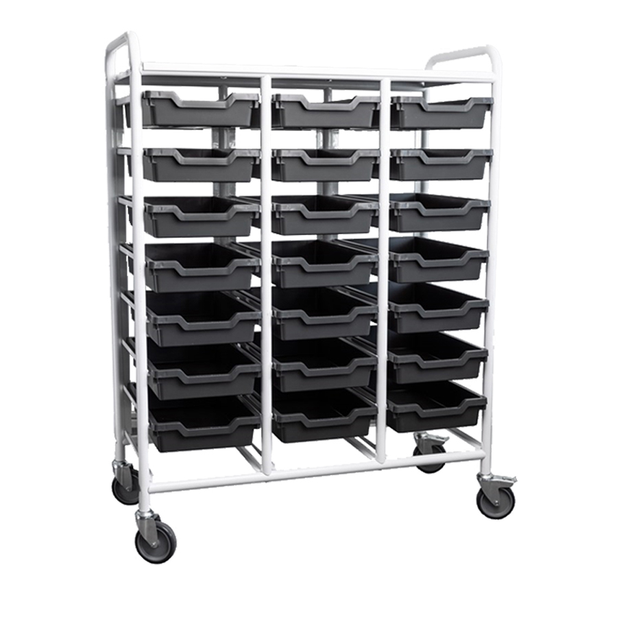 [017257] Carro con guías para 21 cubetas plásticas (cubetas no incluidas) - Dim.: 950x420x1205h mm - Blanco
